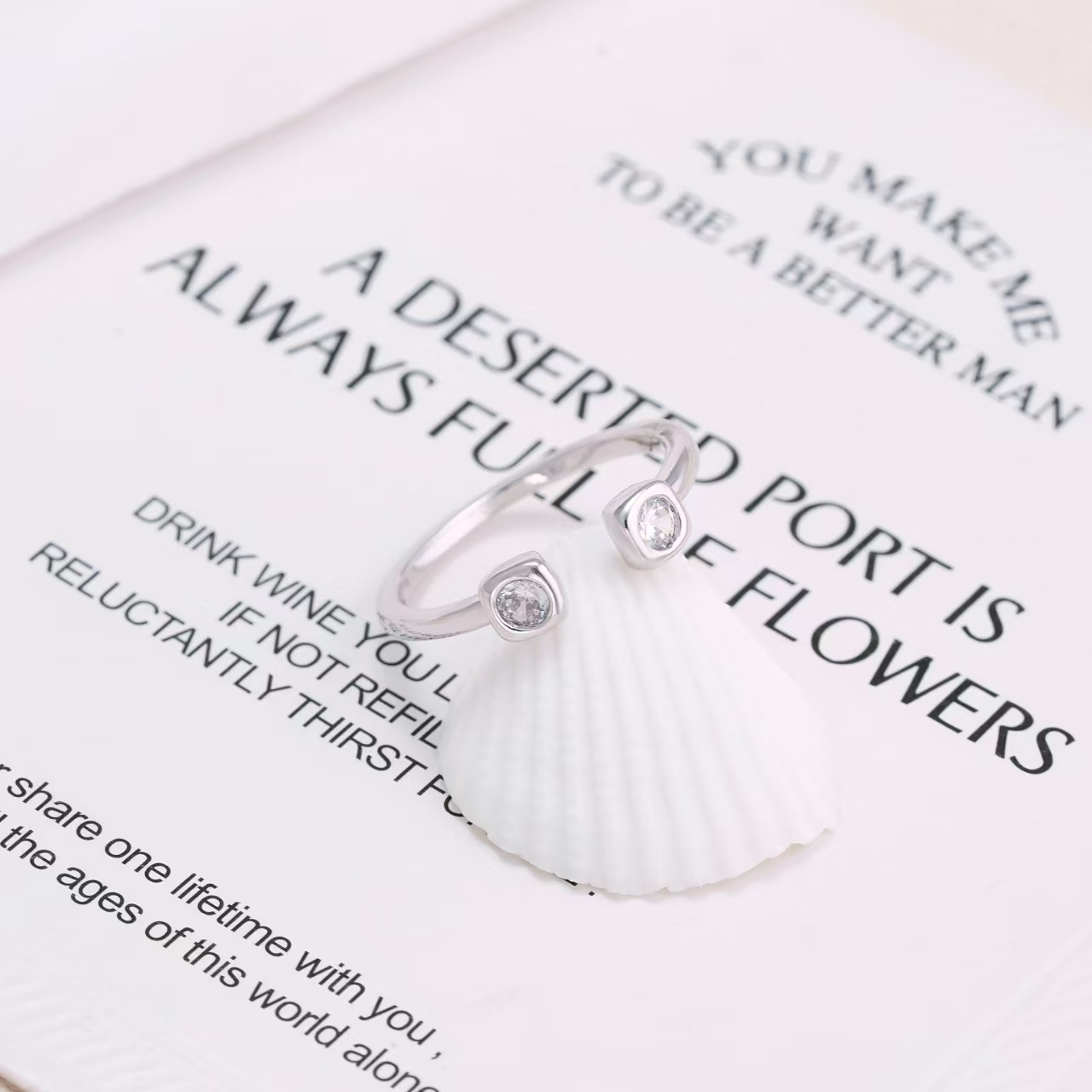 铜合金合成锆石戒指 【邂逅】满锆微镶开口戒指清新精致百搭