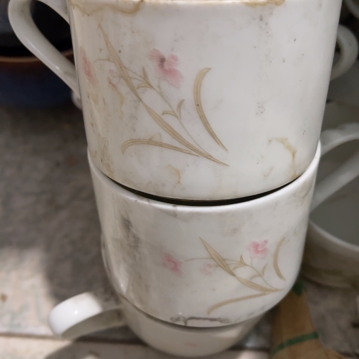 陶库存瓷器骨瓷花杯两个