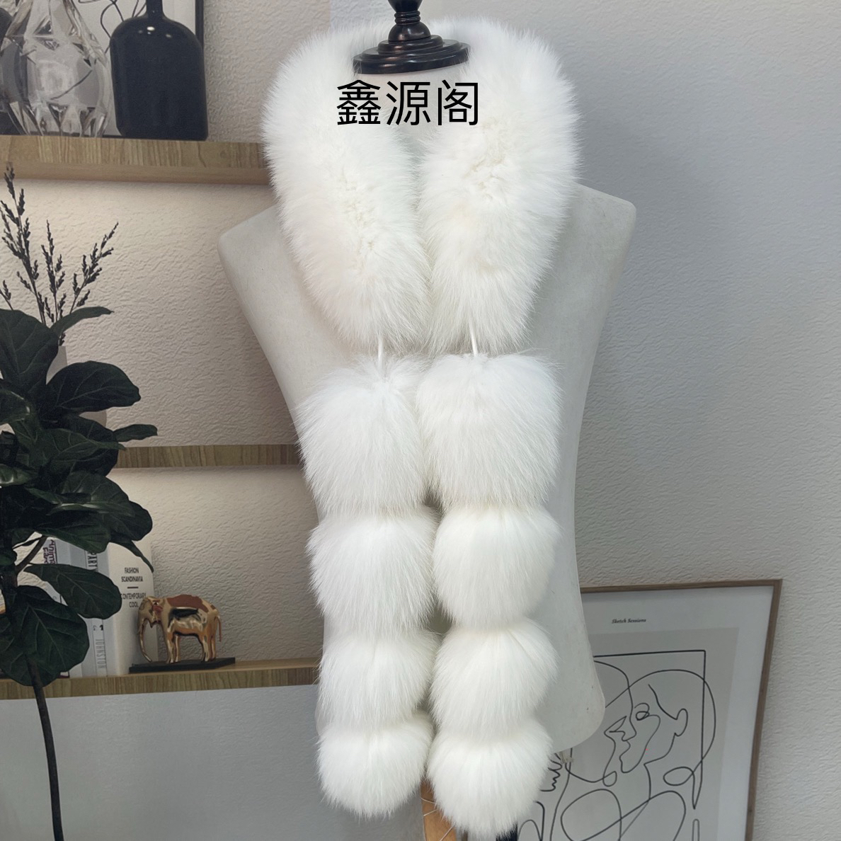 新款双面狐狸毛8球围脖女冬季韩版双面毛皮草围巾真毛加厚保暖