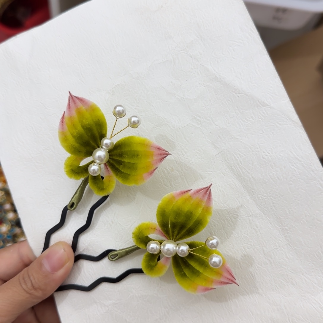 仿珍珠合金绒花现货
