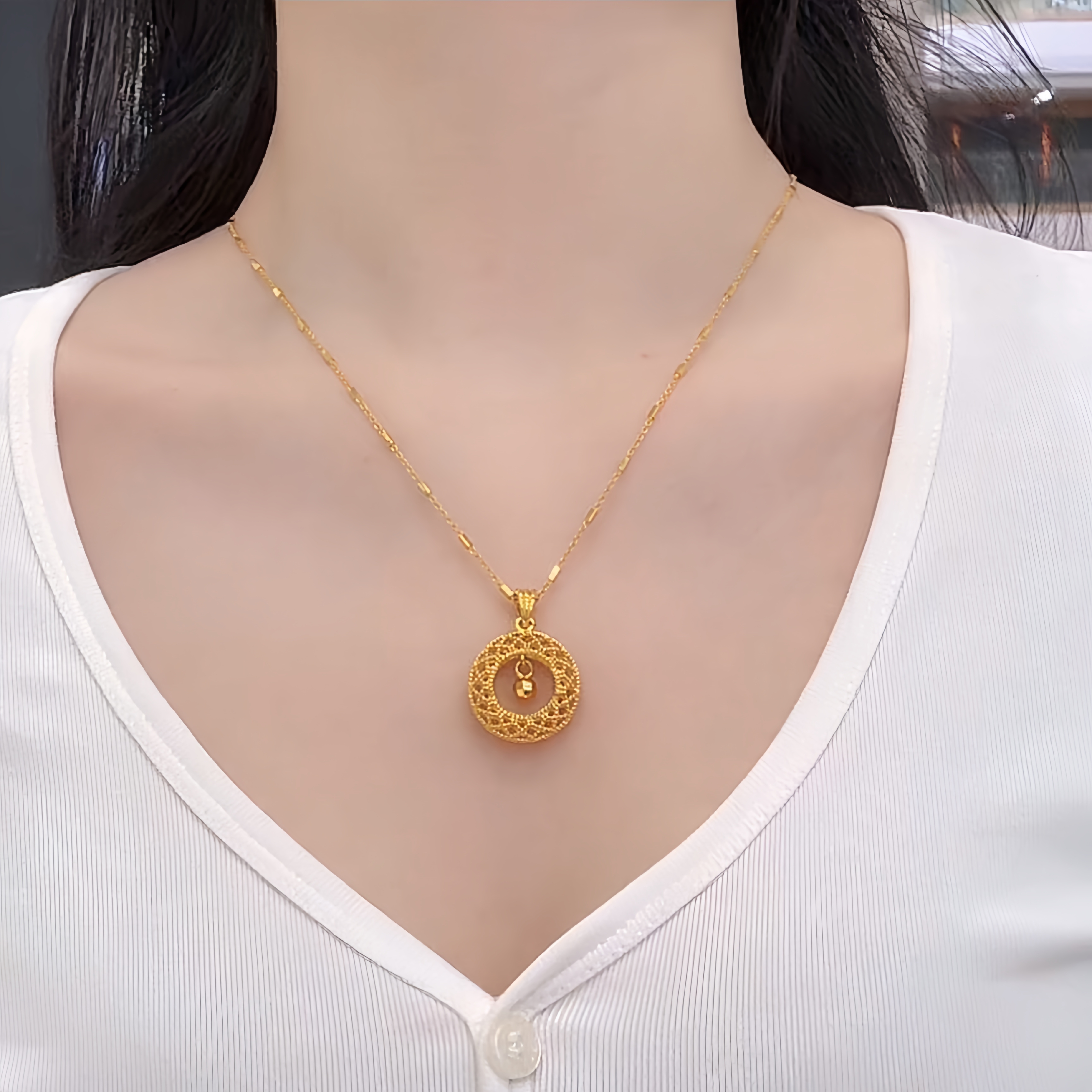 合金项链 轻奢高端莫比乌斯编织镂空跳动之心项链套链百搭时尚