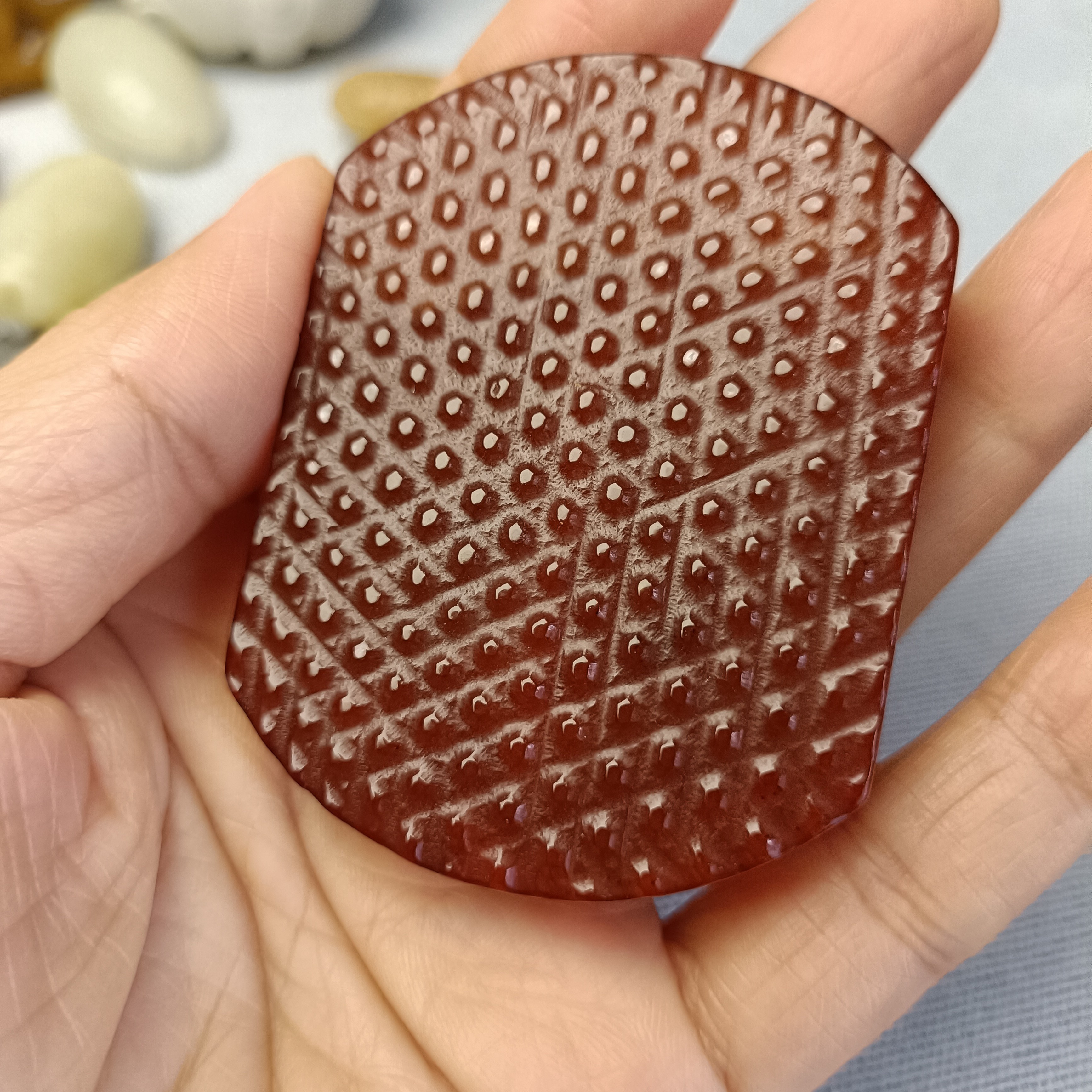 精品蒲纹红玉挂件