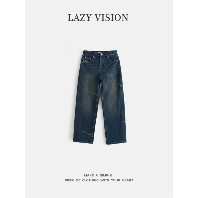 LAZYVISION【包你瘦】直筒阔腿休闲女士牛仔裤ZMD-33665小小