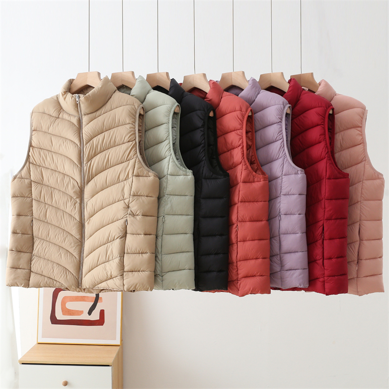 秋冬立领大码棉马甲女士加厚保暖无袖棉衣棉服开襟常规款外穿背心