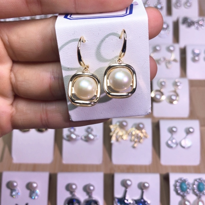淡水珍珠耳饰银S925镶嵌