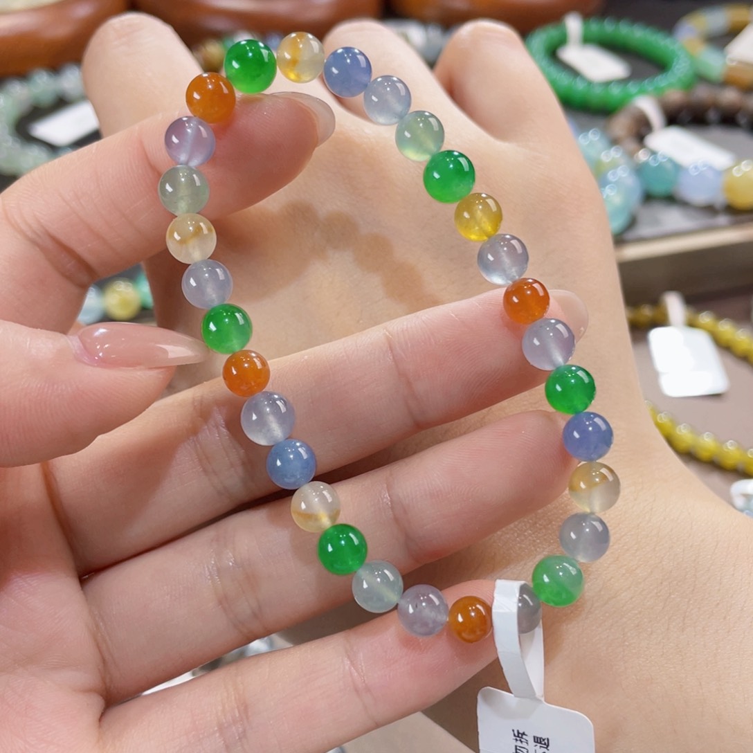 未镶嵌手链翡翠冰彩虹
