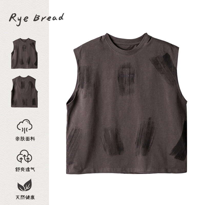 ryebread/黑面包童装 韩系印花男童中大童宽松针织背心 5夏