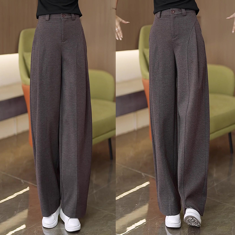 秋冬厚款呢子贝斯裤~糯感休闲裤垂感宽松直筒裤显瘦阔腿裤女3
