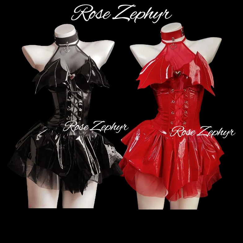 偷心恶魔  亮面挂脖绑带短裙性感纯欲服