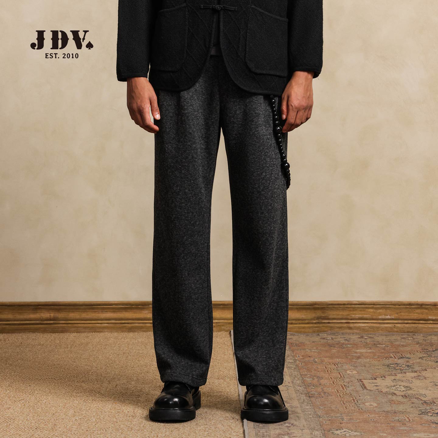 J.D.V秋冬新款男士复古中腰宽松抽绳束脚休闲裤WPL57B4