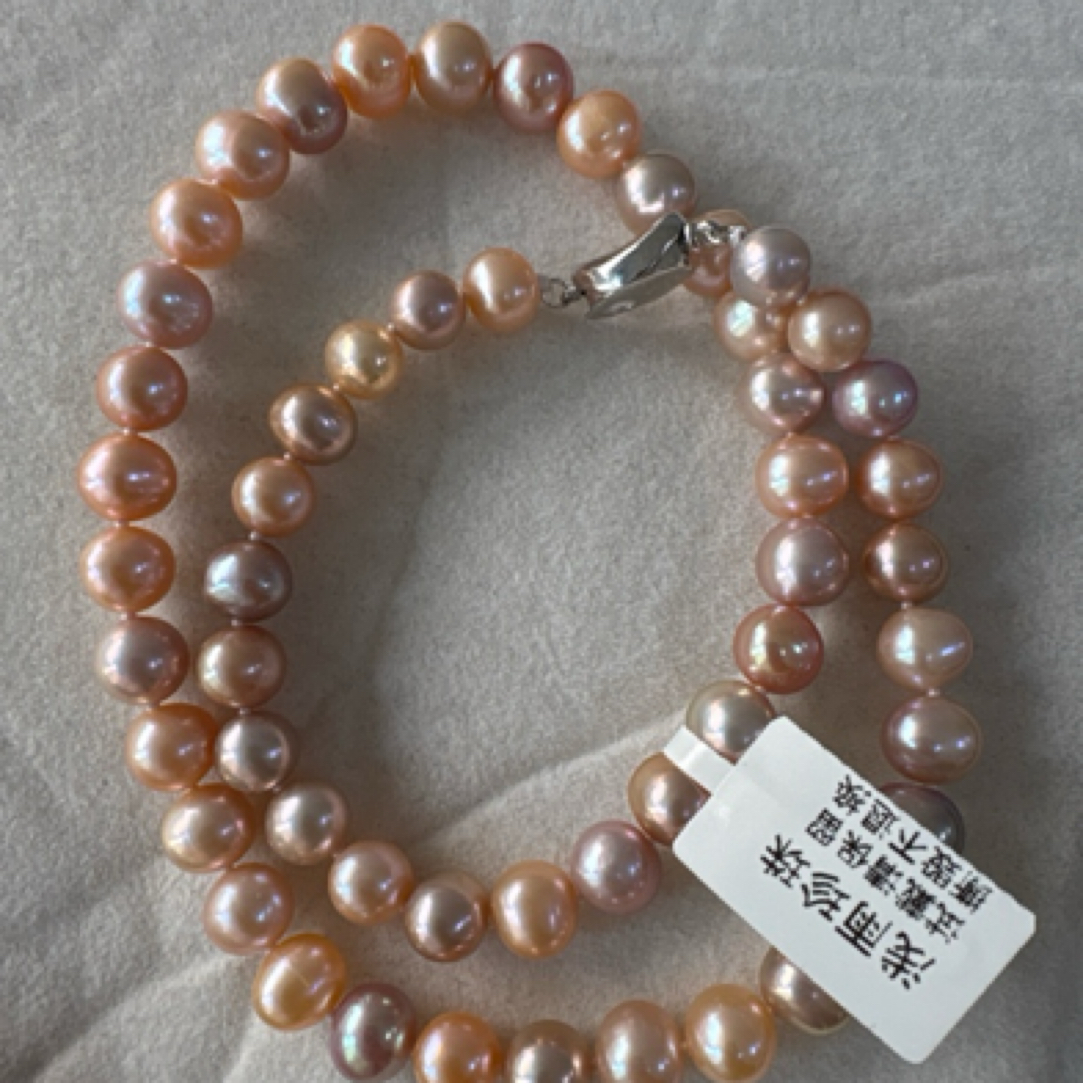 天然淡水珍珠近微微瑕润珠光珍珠满串时尚