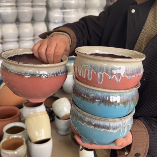 紫砂花盆高11口15.5————