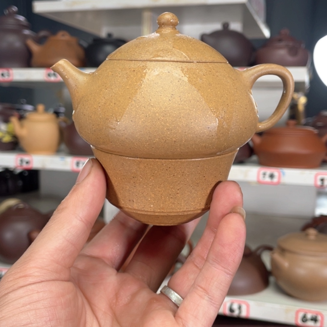 紫砂茶壶特价福利一壶两杯五彩段140毫升半手工