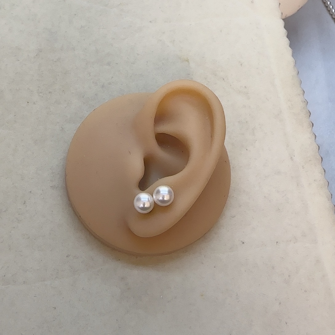 淡水珍珠耳钉银S925镶嵌