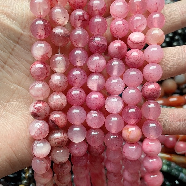 玛瑙/玉髓珠宝半成品未镶嵌一条10mm干枯玫瑰