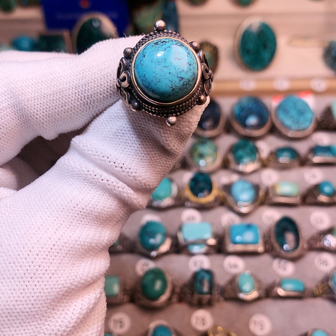 绿松石挂件银S925镶嵌