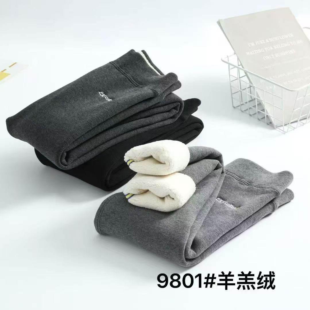 kj9801加绒加厚女秋冬款高腰显瘦羊羔绒保暖裤紧身高弹力打底裤