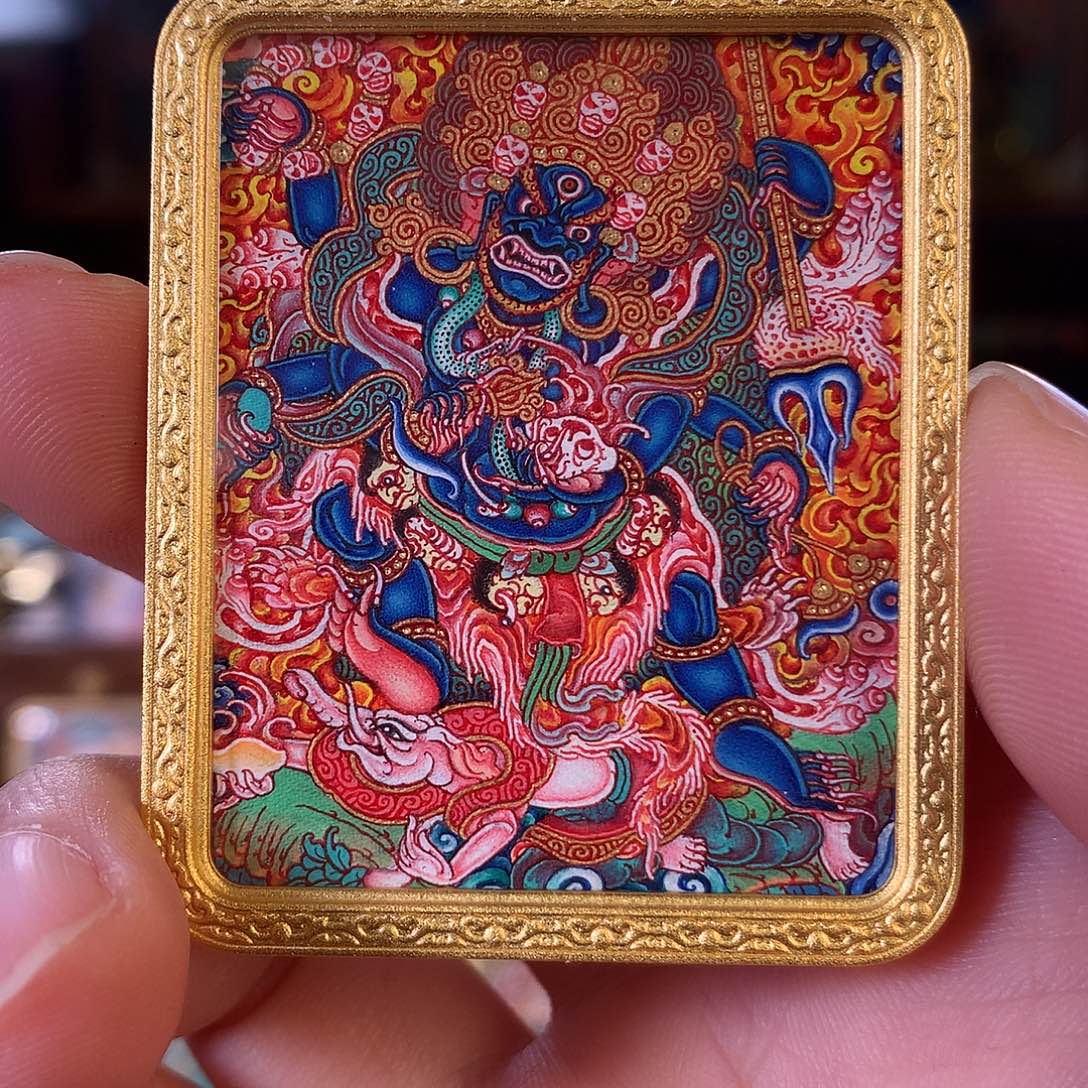 一***你吊坠热贡纯手绘唐卡大黑天