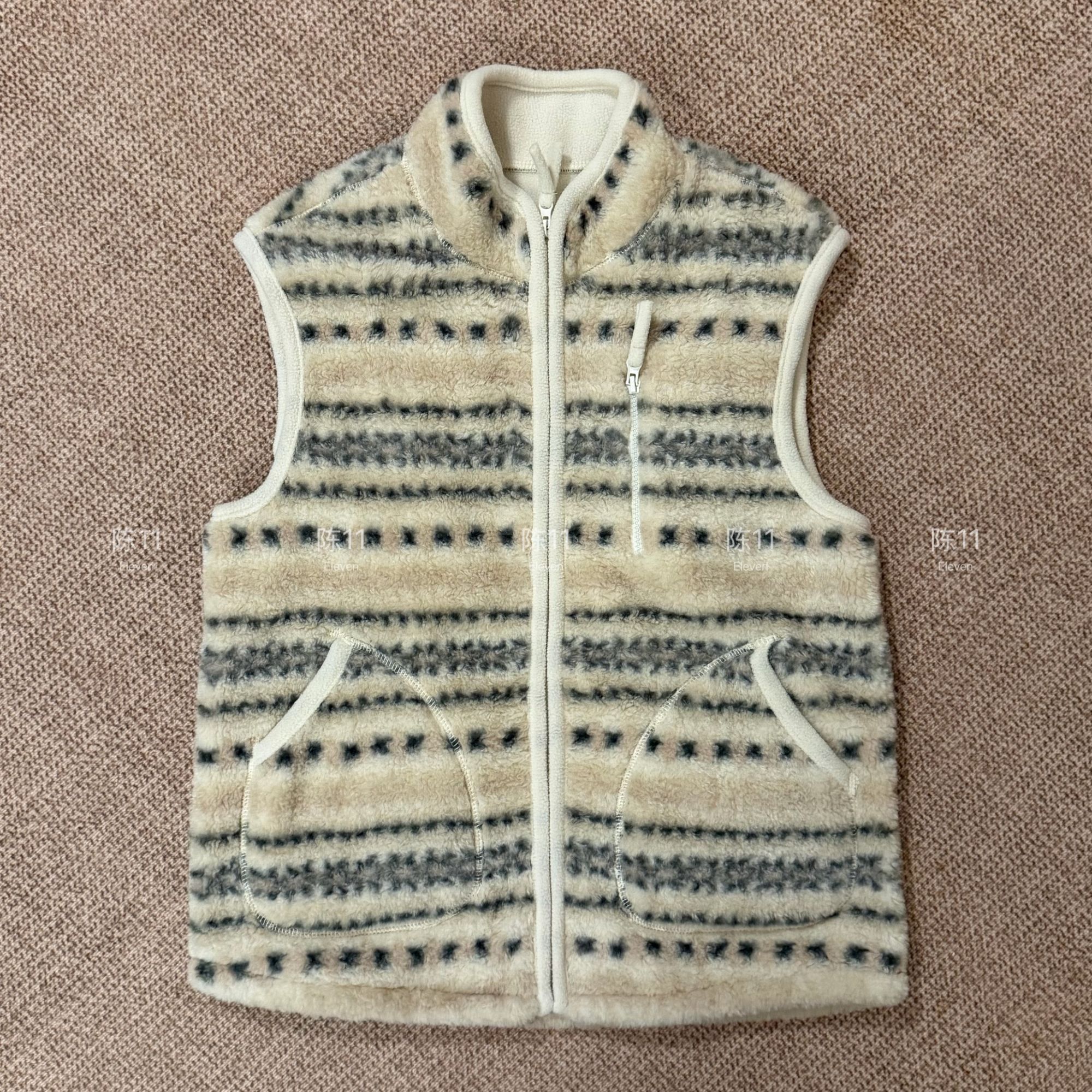 山系户外秋冬外穿费尔岛男女款双面摇粒绒加厚保暖马甲外套C3124