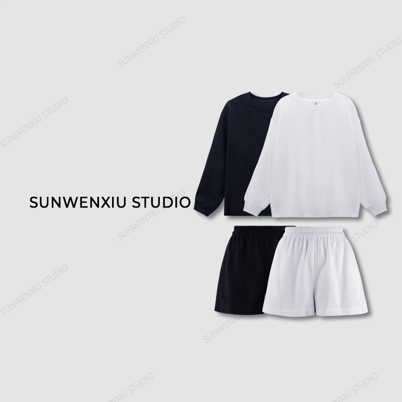 swx studio3店 “空调房套装”天丝汉麻简约休闲长袖套装