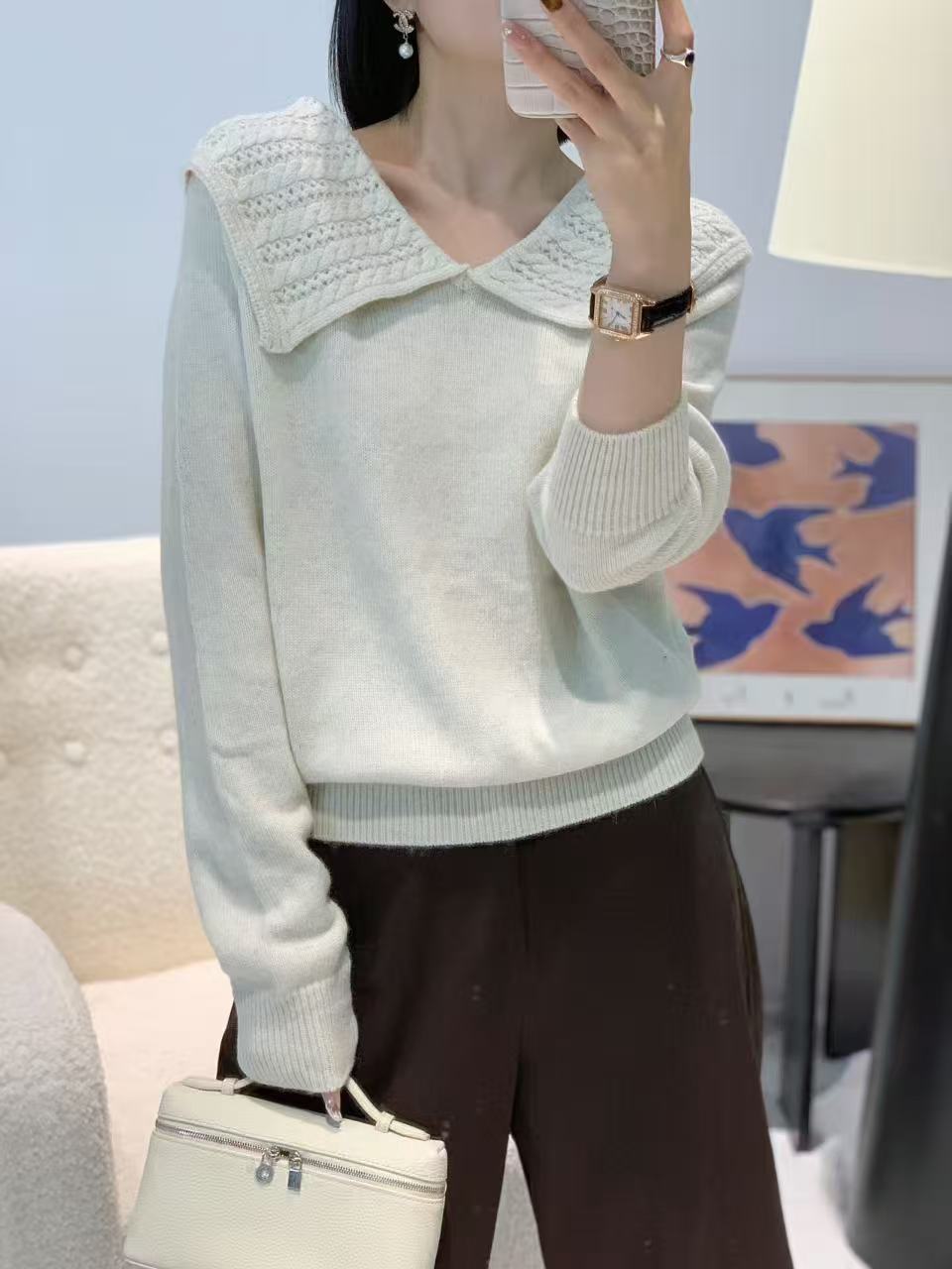 韩系海军领娃娃领温柔气质款针织衫长袖内搭秋冬百搭纯色B149#