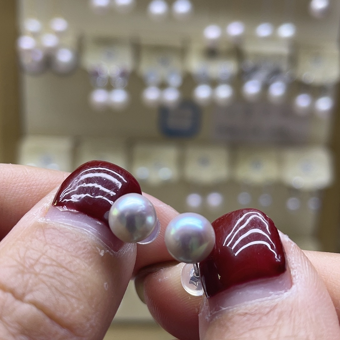 银S925镶嵌耳饰海水珍珠