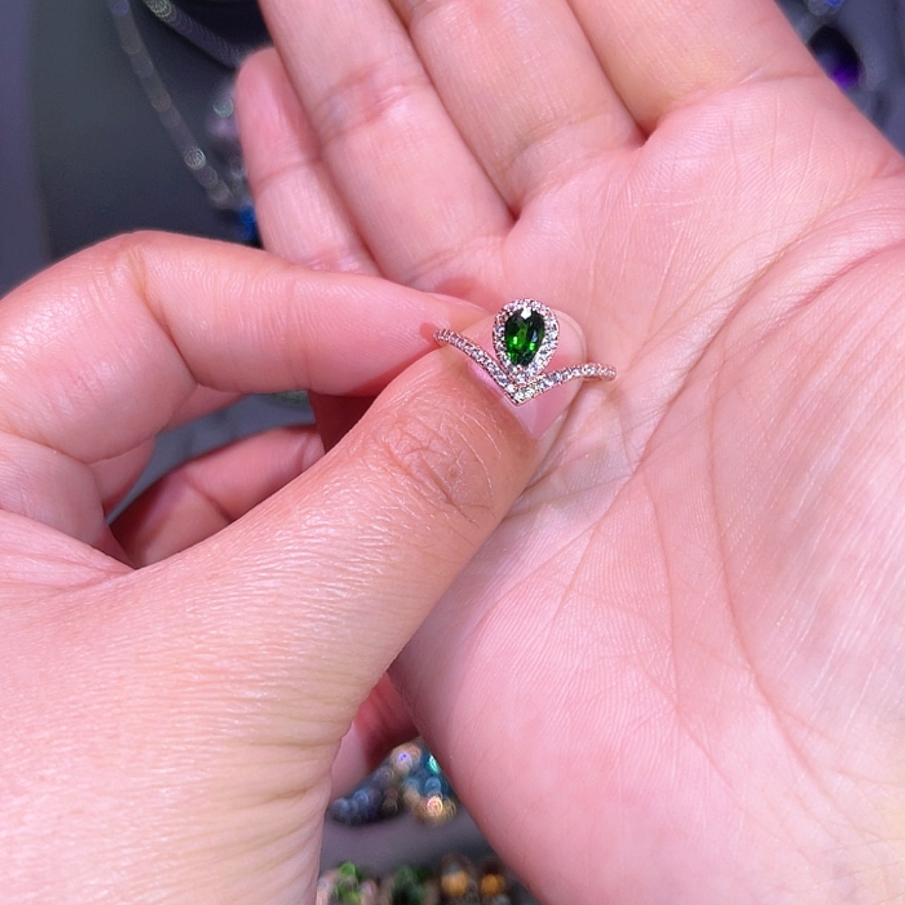 【闪购商品】透辉石戒指银S925镶嵌