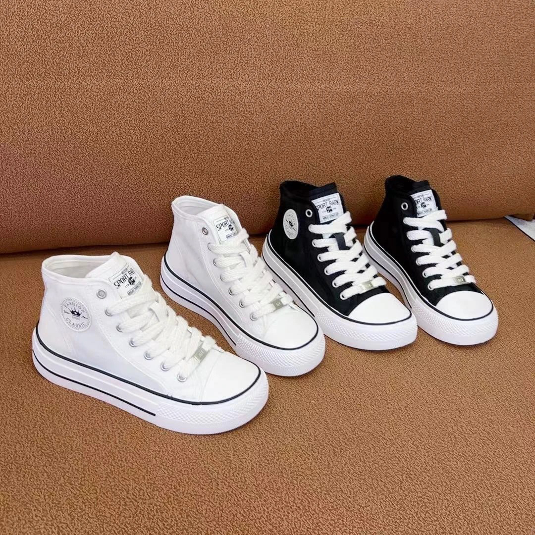 2026新款帆布鞋春夏秋款高帮鞋高帮夏季女鞋情侣高帮欧若假日风