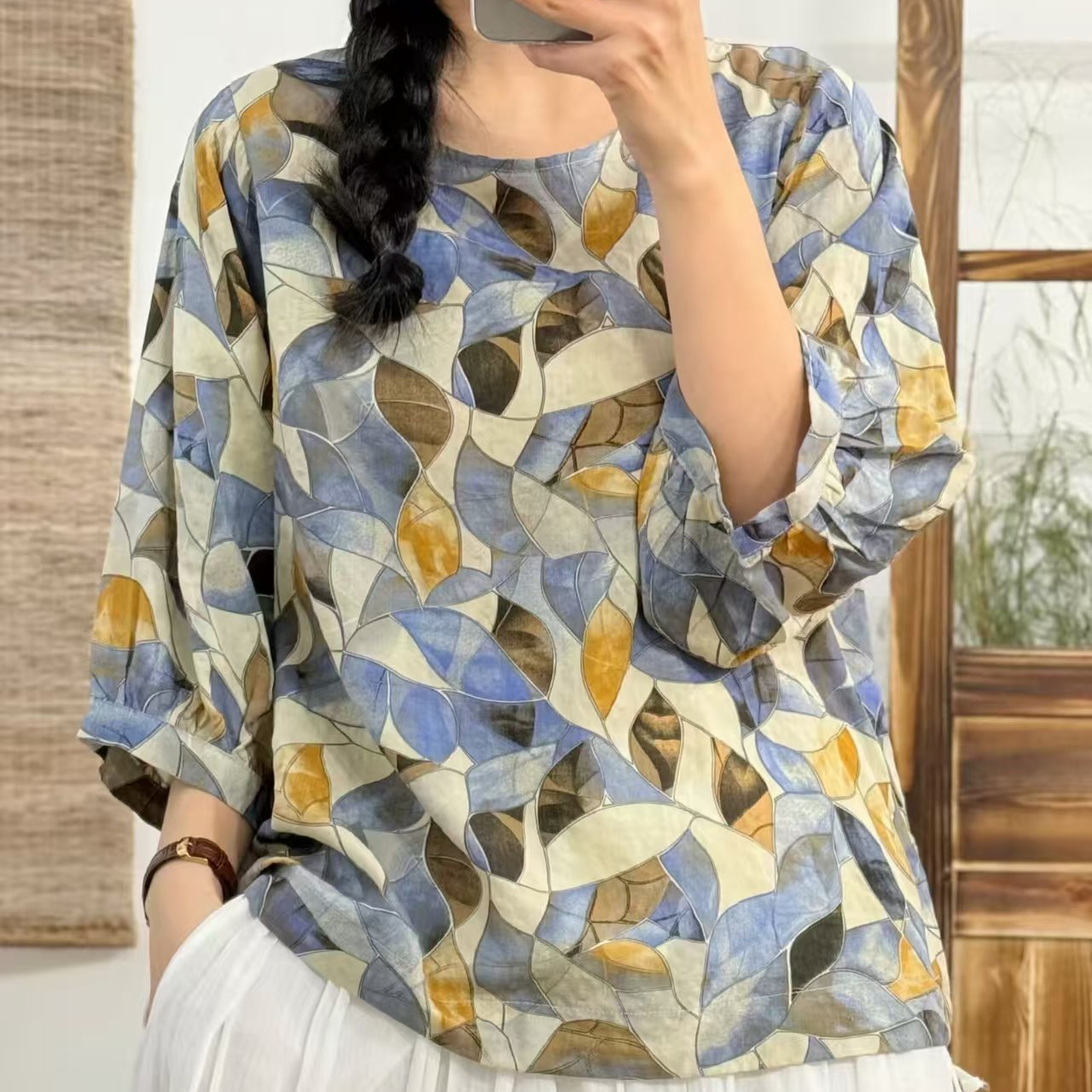 8678新款夏季时尚气质减龄显瘦T恤小衫QZ