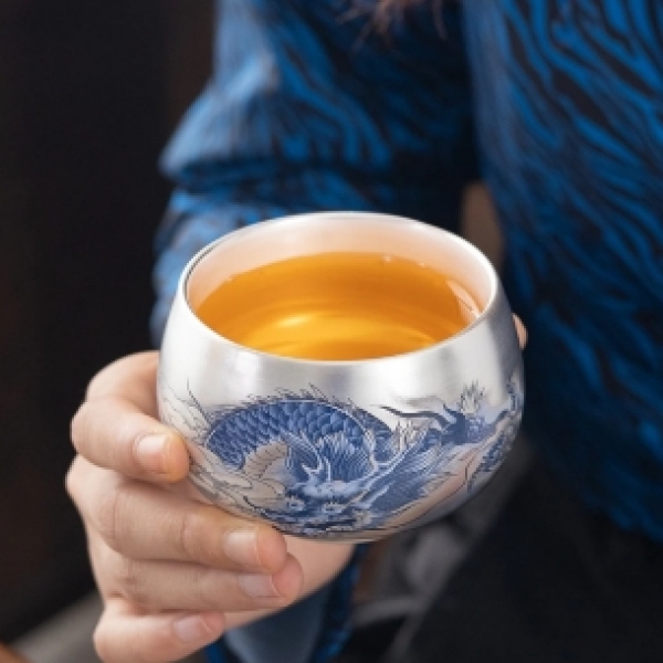 E620-祥龙鎏银禅定主人杯（裸杯）YRC