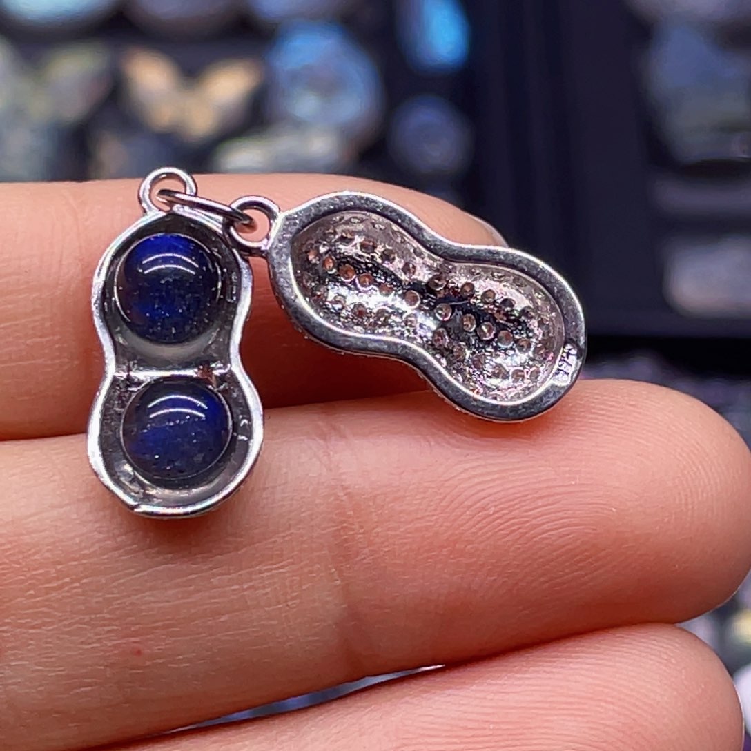 长石吊坠(不含链)银S925镶嵌S****s花生