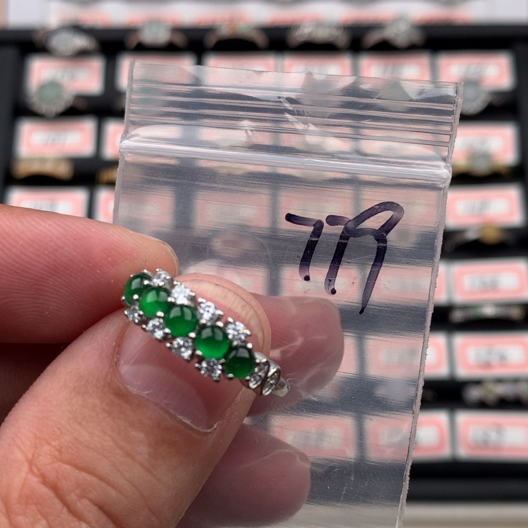 翡翠银S925镶嵌戒圈779