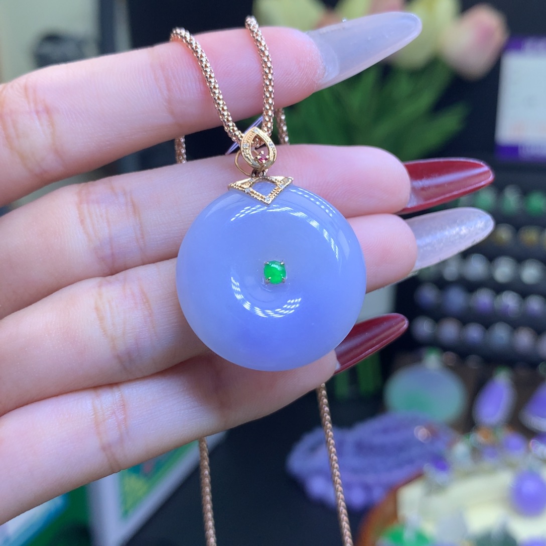 翡翠颈饰18K金镶嵌天然