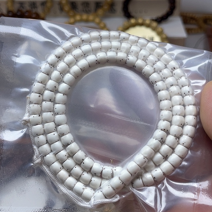 星月菩提手串5×6直切桶珠原白