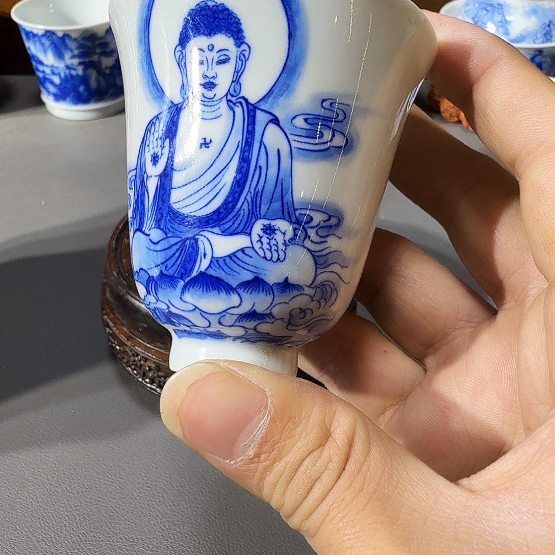 泥塑主人杯手工手绘