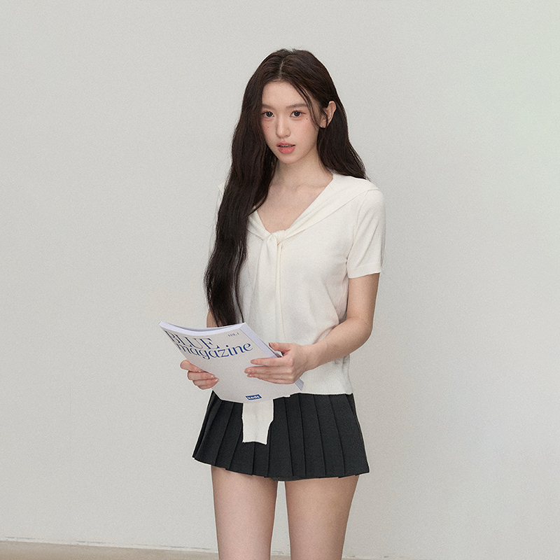 OIOI ESSE/"心中的日月光" 休闲V领披肩针织上衣女老钱感显瘦上衣