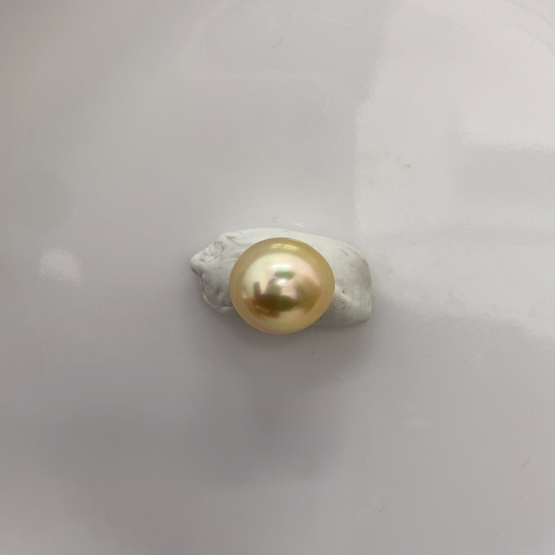海水珍珠裸珠彩金无暇路路通11.7mm