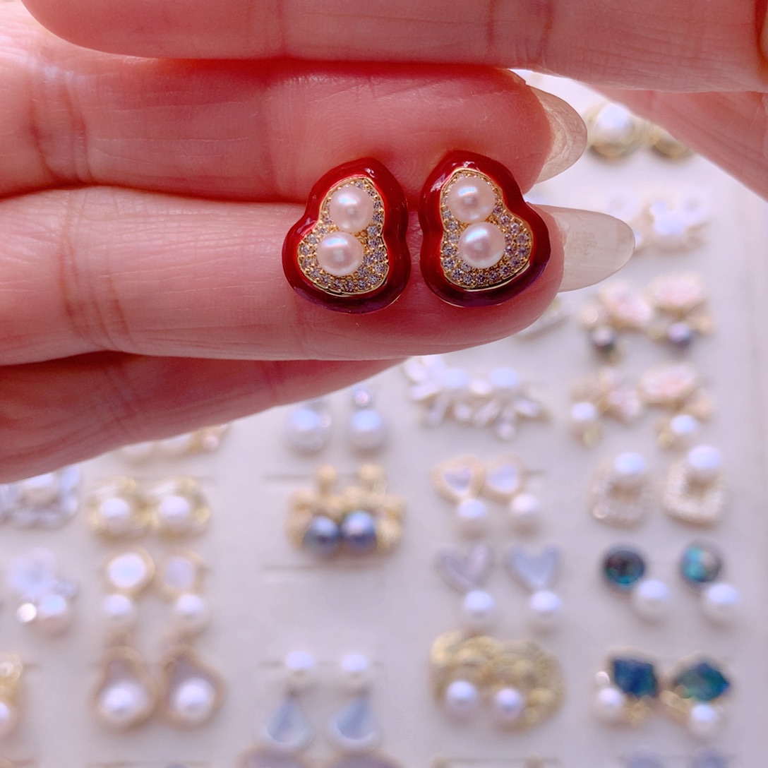 合金耳饰淡水珍珠