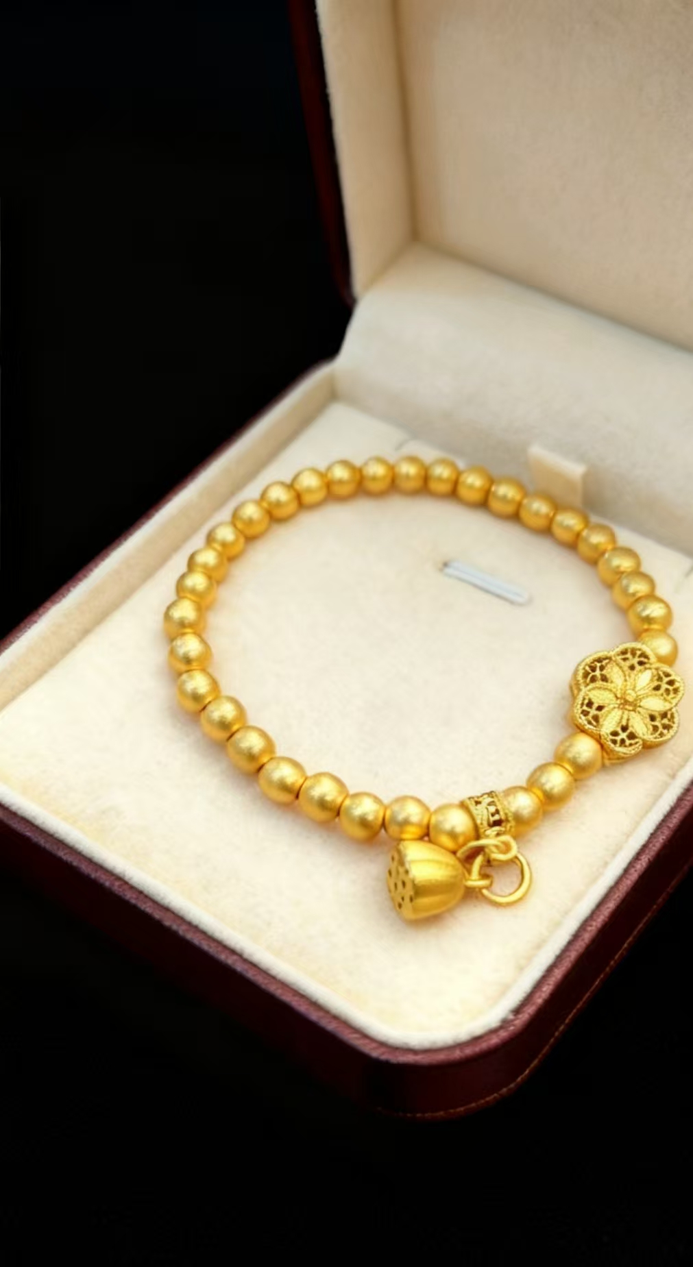 合金手链 好运莲莲古法磨砂合金简约百搭气质轻奢时尚女士复古