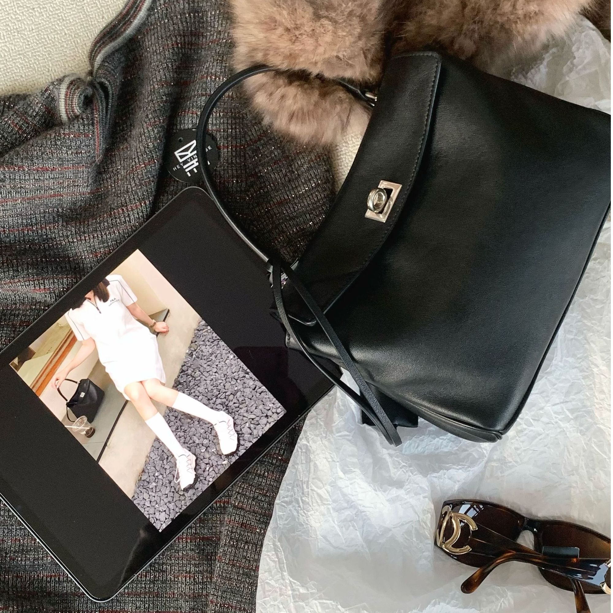 95新 Balenciaga/巴黎世家 24期黑银mini rodeo 22cm 17924342