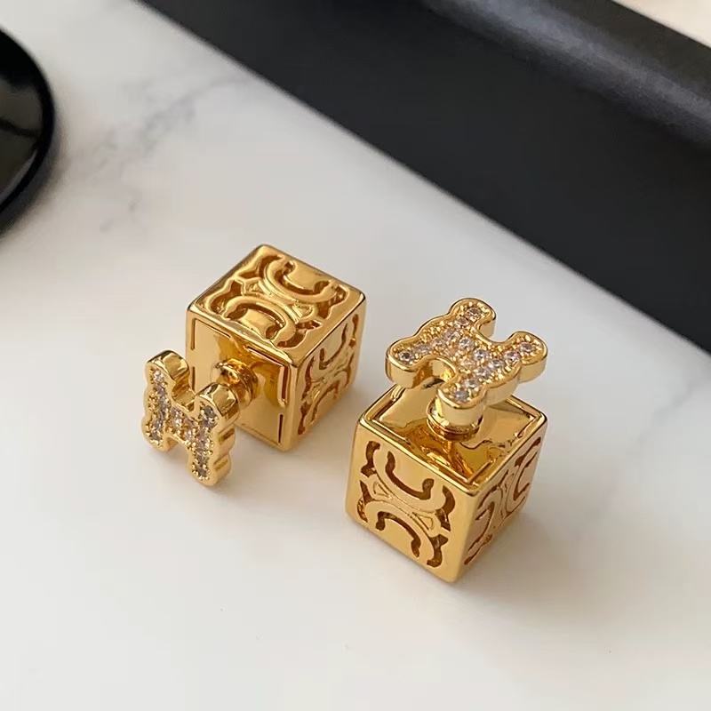 铜合金耳饰 气质时尚百搭复古法式简约金色ins耳环QC2995