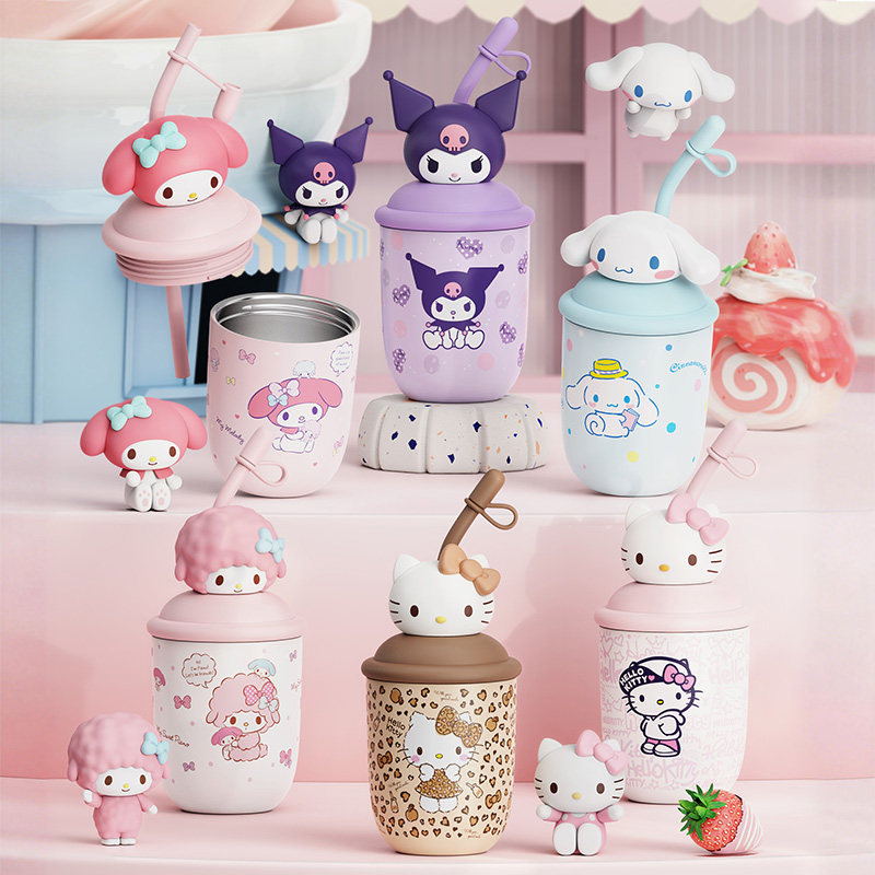 三丽鸥正版HelloKitty卡通316不锈钢生日礼物儿童水杯挂件文具萌