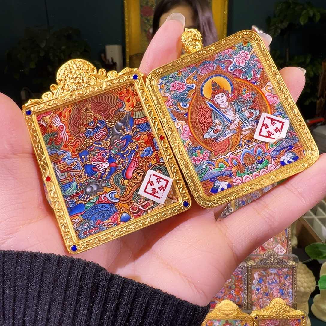 吊坠黑***?黑财➕虚空热贡纯手绘唐卡