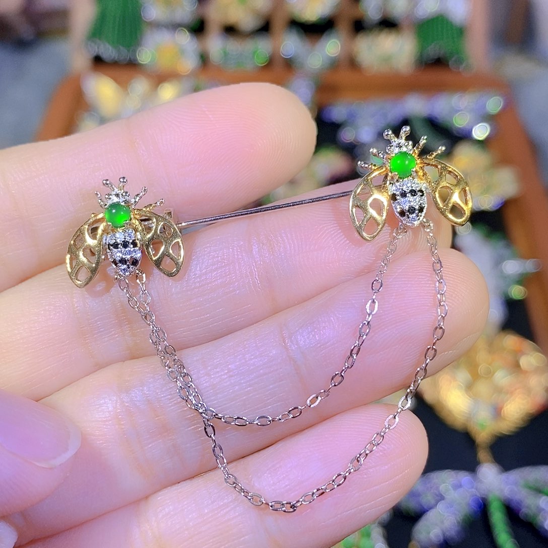 吊坠(不含链)银S925镶嵌翡翠