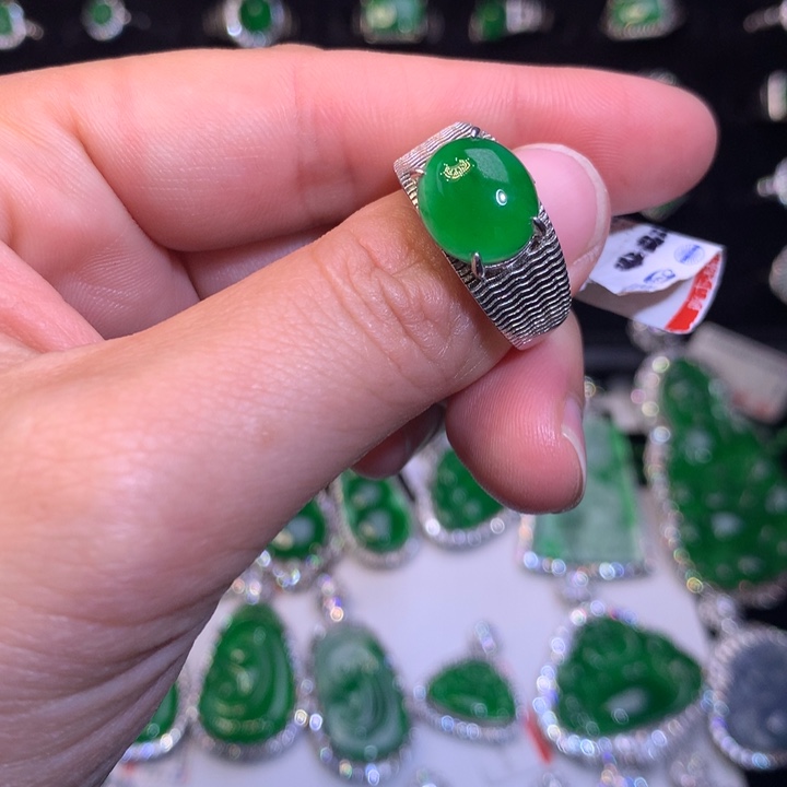 【闪购商品】翡翠吊坠(不含链)银S925镶嵌天然翡翠