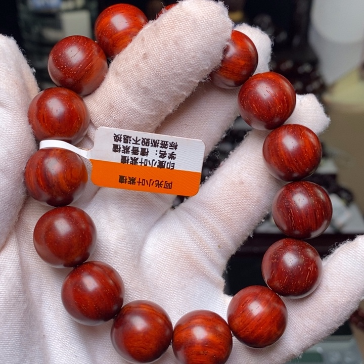 小叶紫檀手串/手链原汁原味1.5cm 鸡血红5星鳞底泥料 