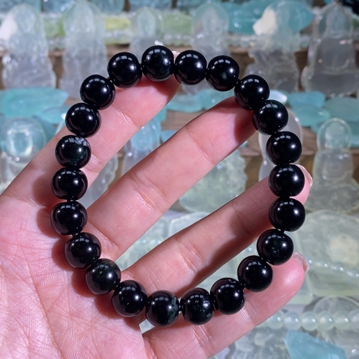 岫玉手串未镶嵌嘿****天