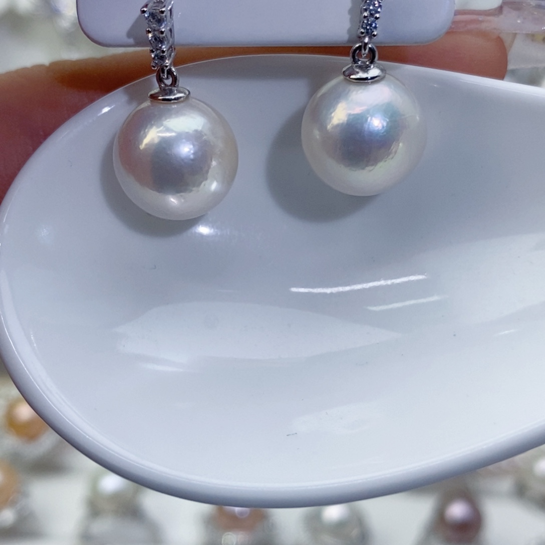 银S925镶嵌淡水珍珠耳饰