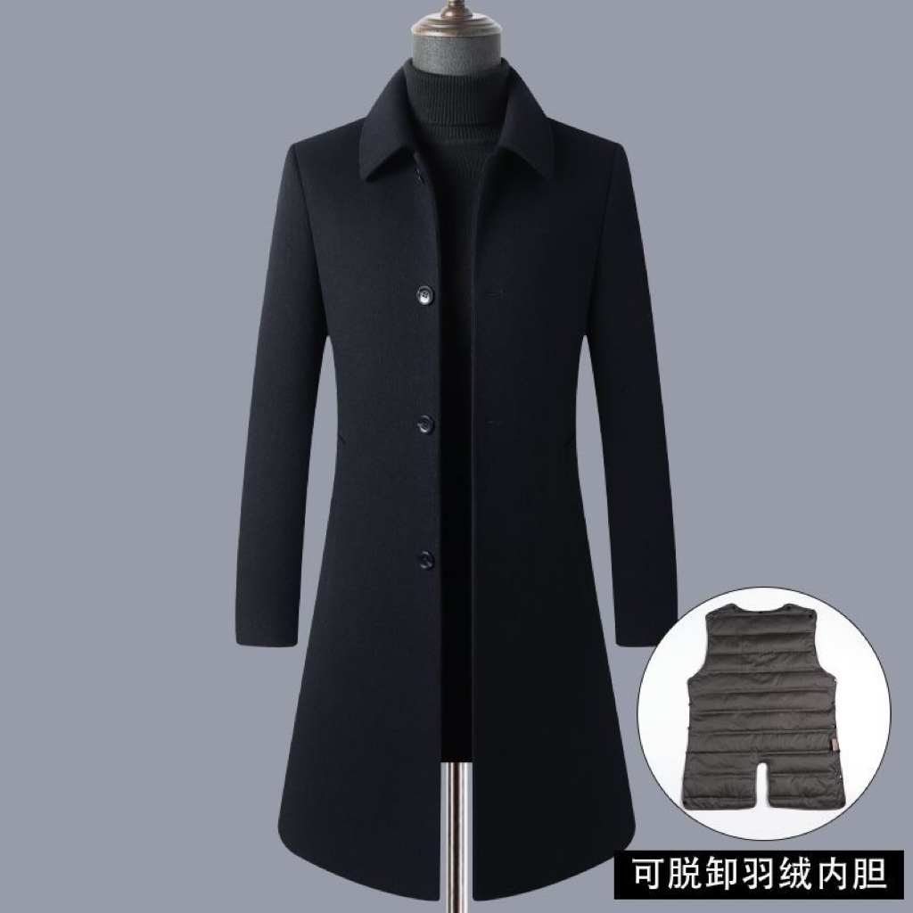 男士双面羊毛长款毛呢大衣加厚休闲男士呢大衣818