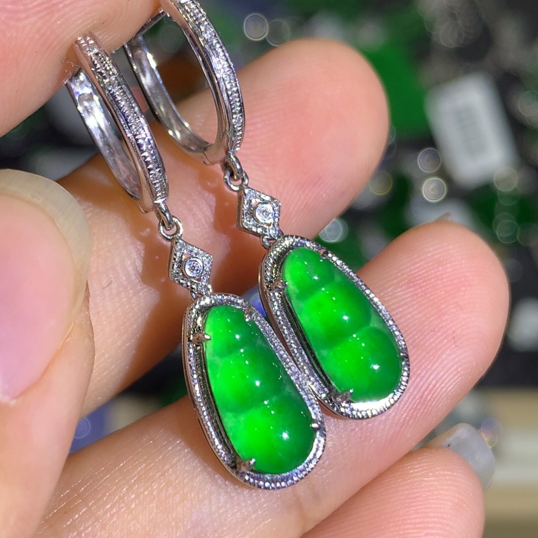 翡翠耳饰18K金镶嵌8、